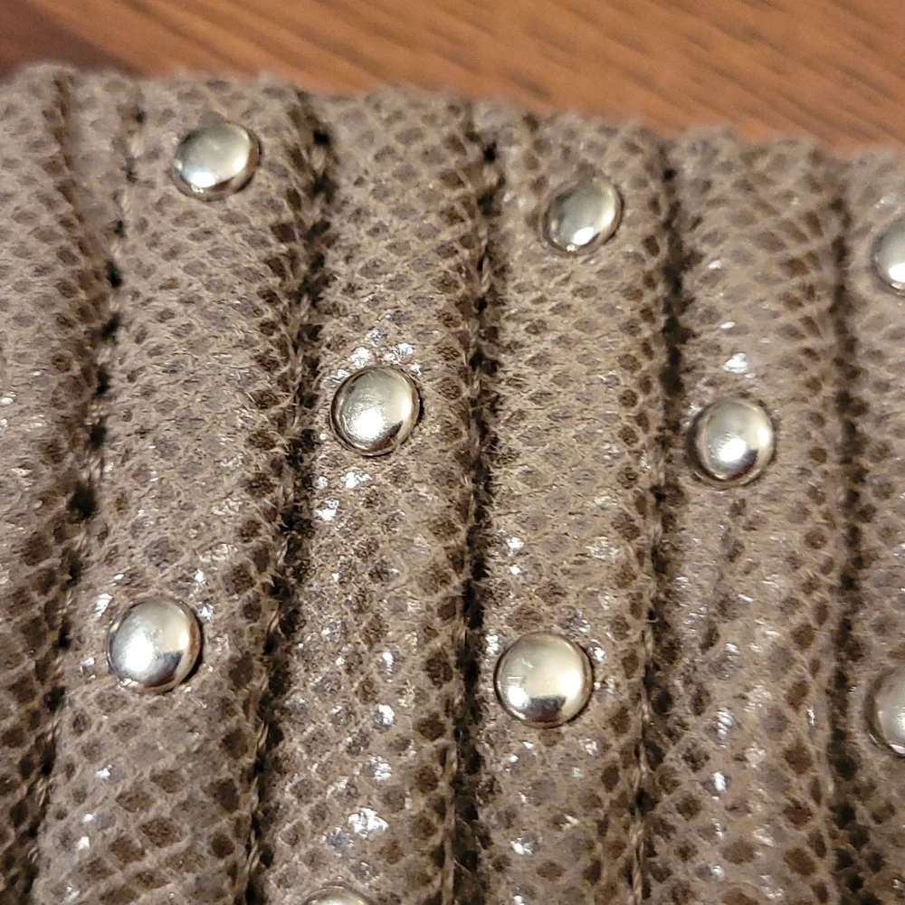 .Faux leather bracelet.  Snap closure,  8 inches,  silver metal studs. - Picture 5 of 6